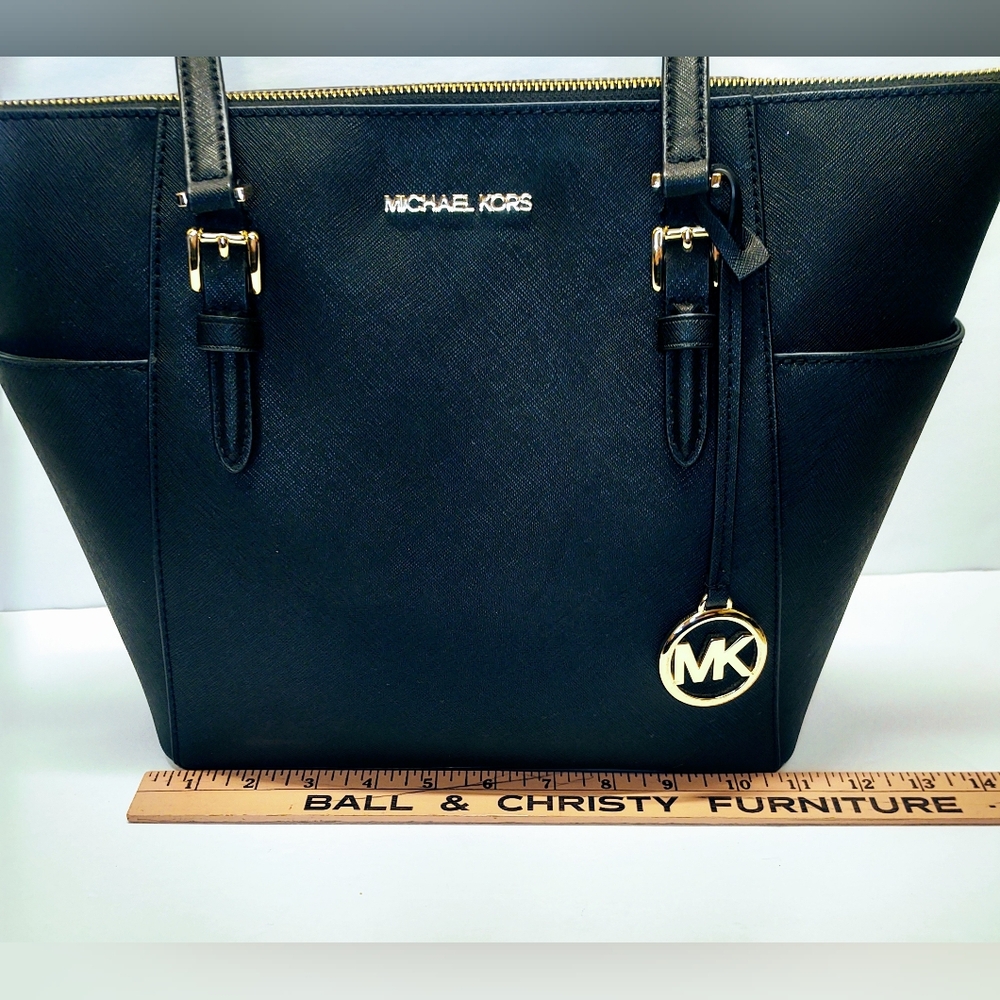 Michael Kors Charlotte M/L Leather Top Zip Tote - Picture 9 of 13